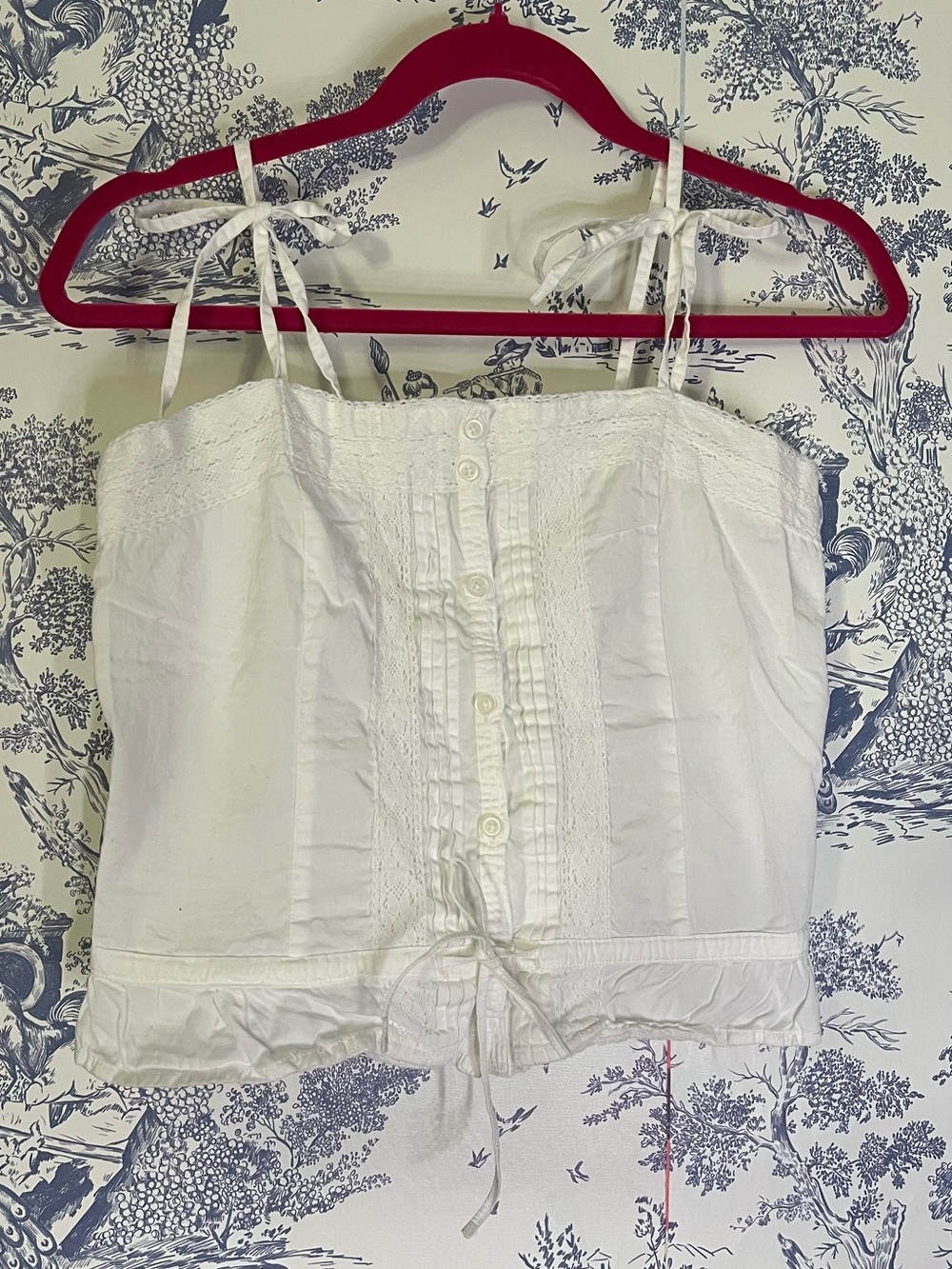 Brandy Melville White Tie-Shoulder Button Front Camisole